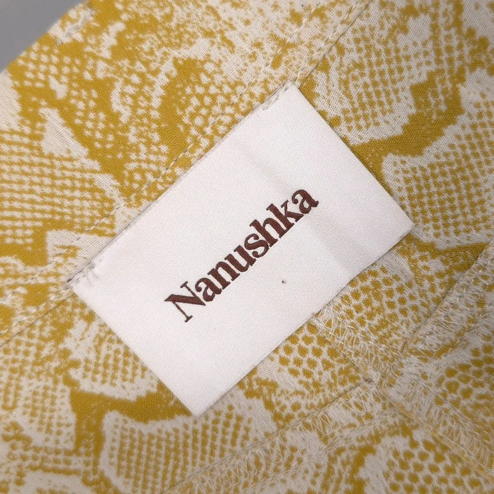 NANUSHKA Women's Wide Leg Snakeskin‎ Pants XS Yellow Relaxed Viscose Trousers